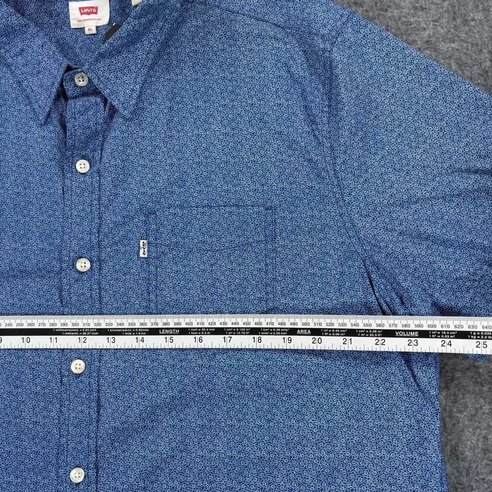 Levi's Mens XL Short Sleeve Button Down Shirt Blue Floral NWT 21977-0076